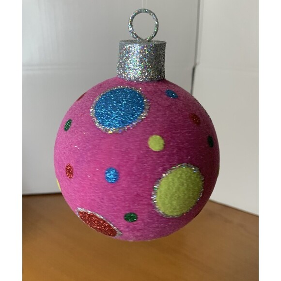 RAZ Imports Other - Raz Snowdoodles Christmas Ball 4” Pink Multicolored